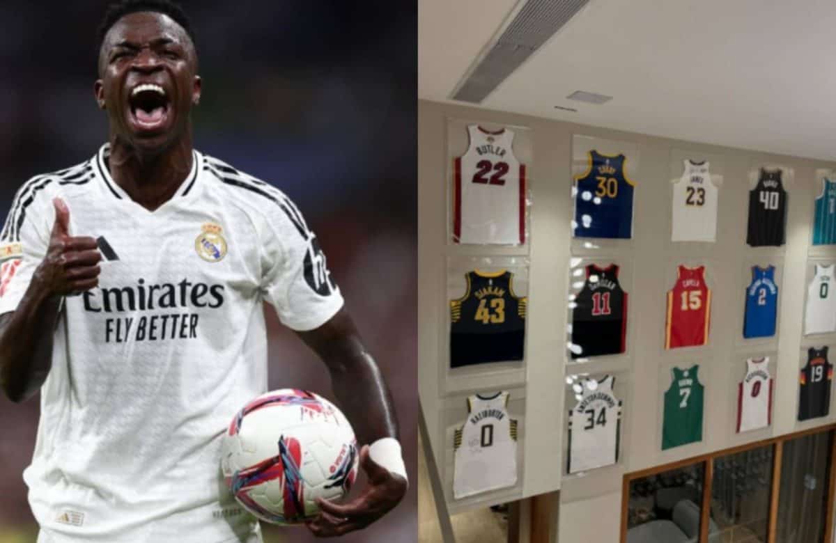 Vinicius Jr. dévoile sa collection unique de maillots NBA autographiés