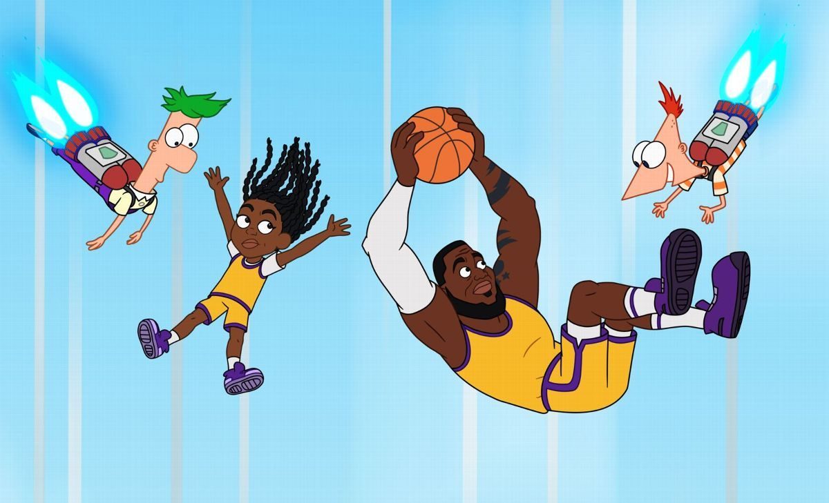 LeBron et Zhuri James tentent un tir à 300 points avec Phineas et Ferb